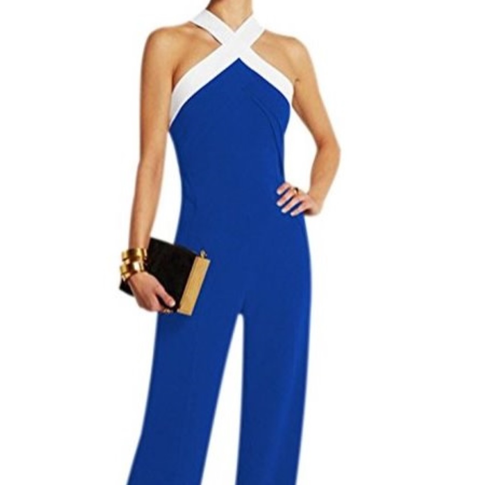 Women's Halter Neck Criss Cross Wide Leg Long Pant